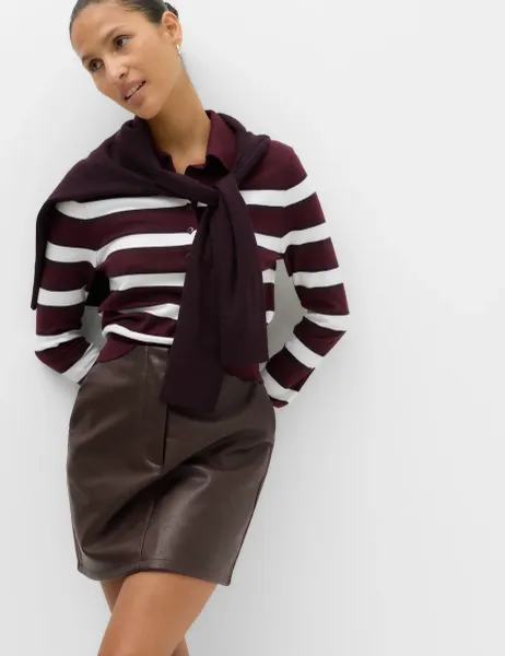 Marks & Spencer Faux Leather Mini Skirt Burgundy
