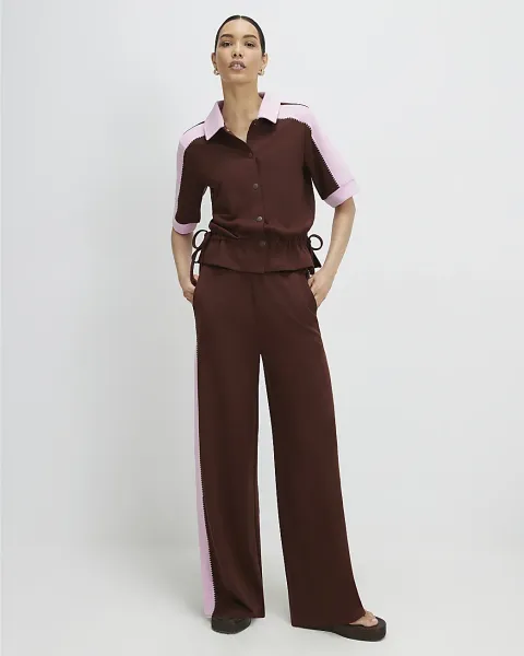 River Island Premium Blocked Wide Leg Trousers