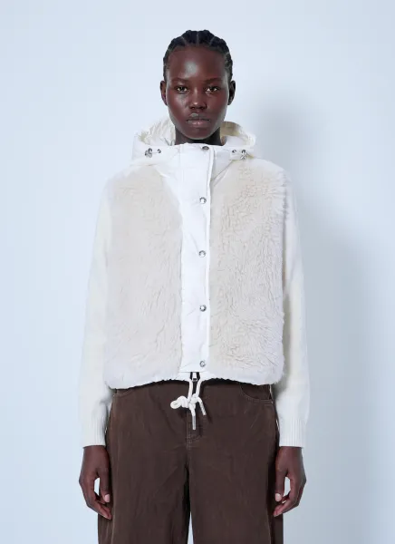 Wool & Cashmere Blend Padded Zip-Up Cardigan