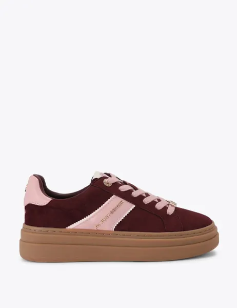 Kurt Geiger Suede Side Stripe Platform Trainers Red