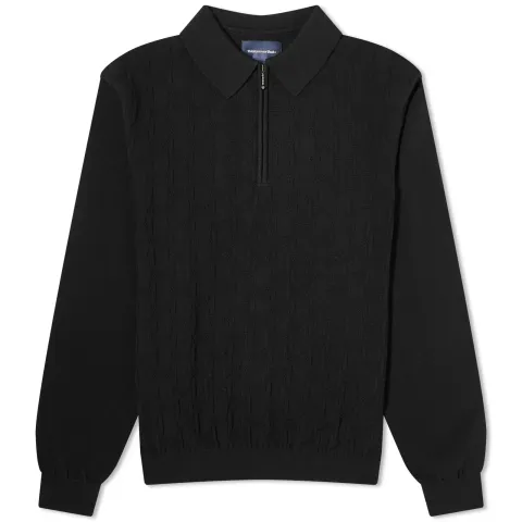 Cable Knit Zip Polo