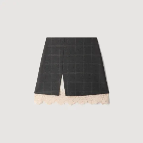 Short skirt with lace panel