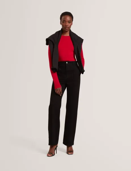 Ted Baker High Waisted Pintuck Flared Jeans Black