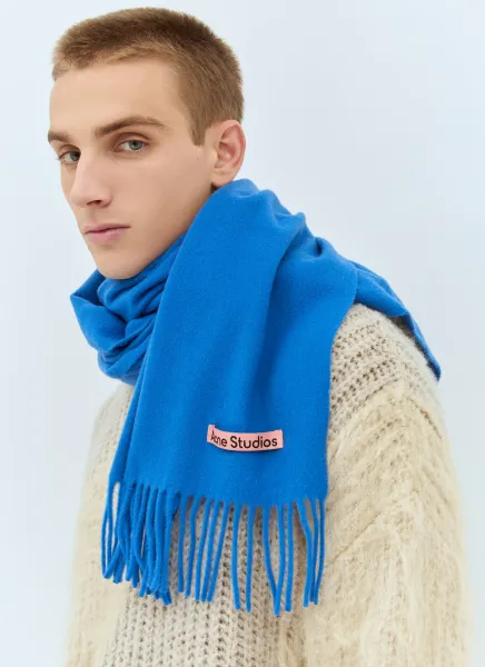 Narrow Fringe Wool Scarf