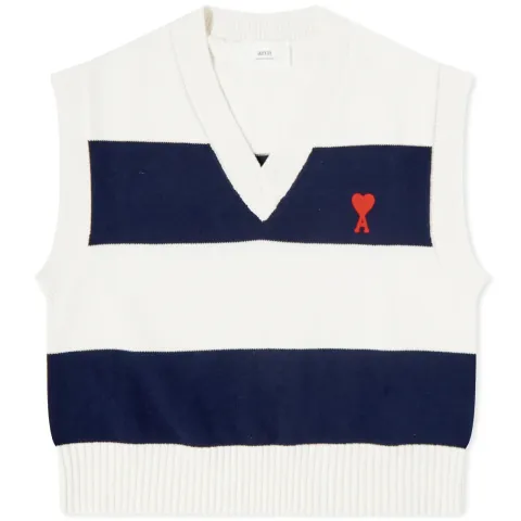 AMI ADC Rugby Stripe Vest Knit