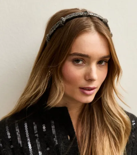 Black Diamante Knot Headband