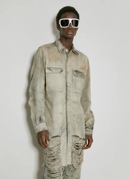 Long Distressed Denim Jacket