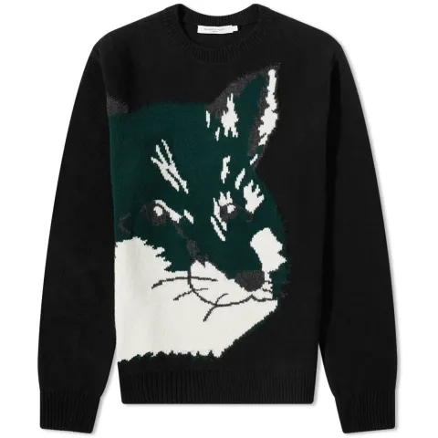 Oversized Fox Head Jacquard Knit