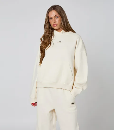 Women's Cream Rubber Branding Hoodie
