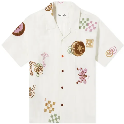 Story mfg. Embroidered Greetings Vacation Shirt