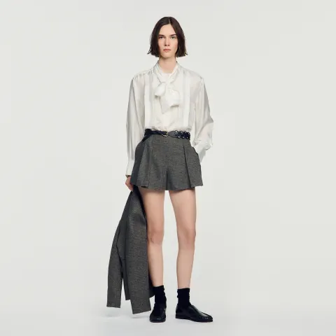 Houndstooth wool shorts