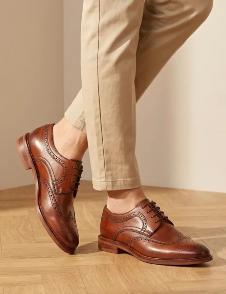 Jones Bootmaker Wide Fit Leather Brogues Brown