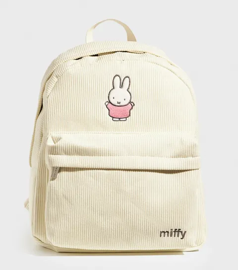 Cream Miffy Embroidered Corduroy Backpack