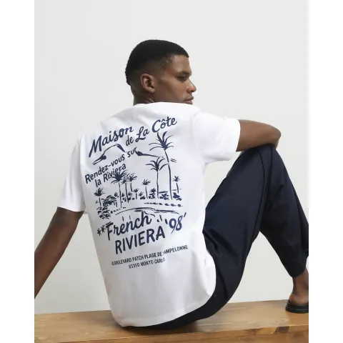 River Island Regular Fit Palm Tree Sketch T-Shirt