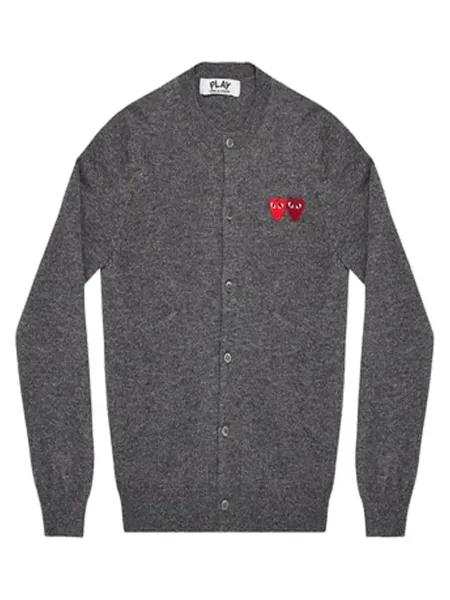 Round-Neck Double Heart Cardigan M.grey