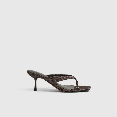River Island Leopard Print Toe Thong Heels