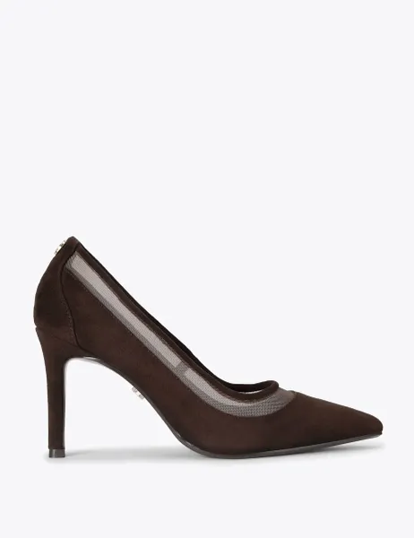 Carvela Suede Stiletto Heel Court Shoes Dark Brown