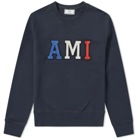 AMI Collegiate Tricolour Patch Logo Crew Sweat