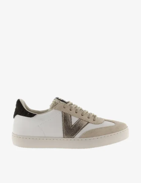 Victoria Lace Up Suede Panel Trainers Beige
