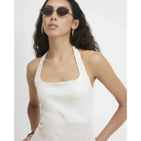 River Island Embroidered Floral Halter Neck Top