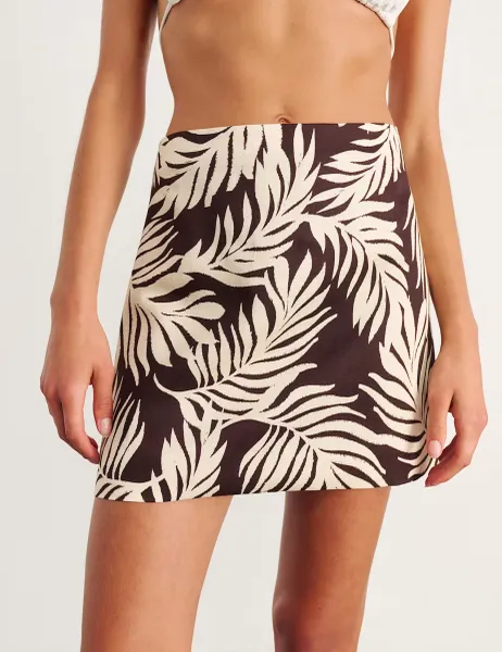 Jag Lyocell Rich Printed Mini A-Line Skirt Neutral