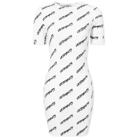 Fitted Mini All Over Logo T-Shirt Dress