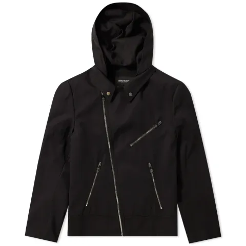 Zip Hooded Biker Jacket