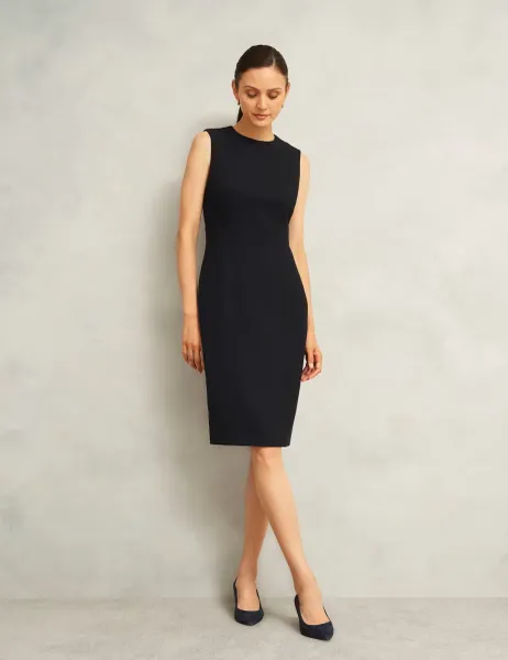 Hobbs Crew Neck Knee Length Shift Dress Navy