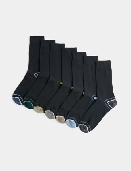 Marks & Spencer 7 Pack Cool & Fresh Cotton Rich Socks Navy Mix