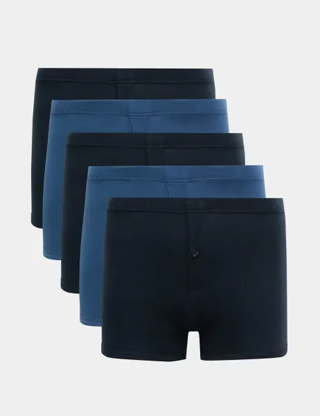 Marks & Spencer 5 Pack Essential Cotton Trunks Blue Mix