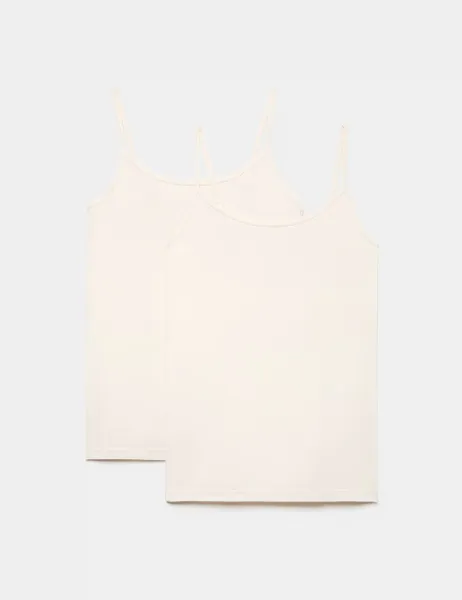 Marks & Spencer 2 Pack Heatgen Thermal Strappy Vests Light Cream