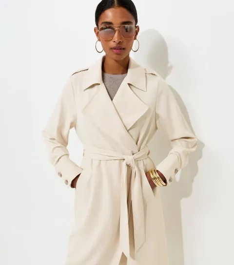 Women's Stone Waterfall Front Draped Mid-Length Coat