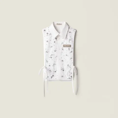 Embroidered poplin and chino tie-shirt