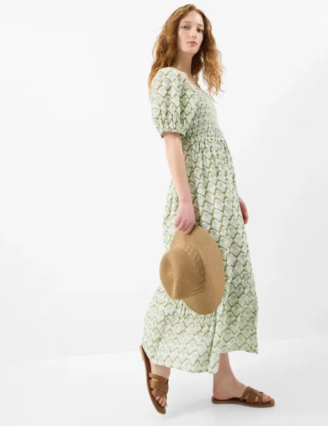 Accessorize Pure Cotton Block Print Midaxi Tiered Dress