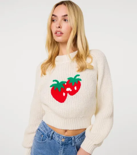 Women's Off White Strawberry Knit Jumper