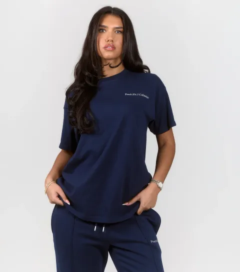 Women's Peach:Fit Navy Cotton Rich Rosa T-Shirt