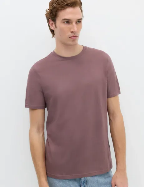 Marks & Spencer Pure Cotton Regular Fit Crew Neck T-Shirt Rosewood