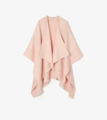 Check Wool Cashmere Cape in Compact pink