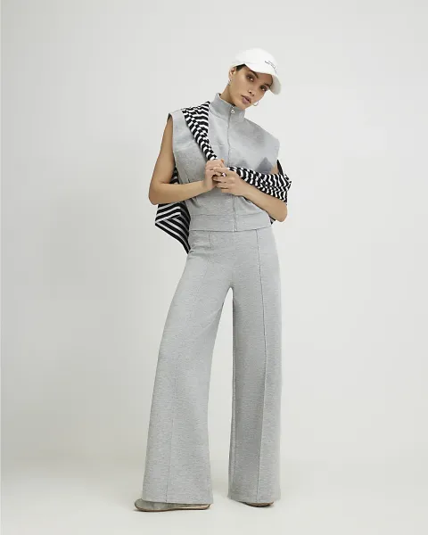 River Island Pintuck Interlock Wide Leg Joggers