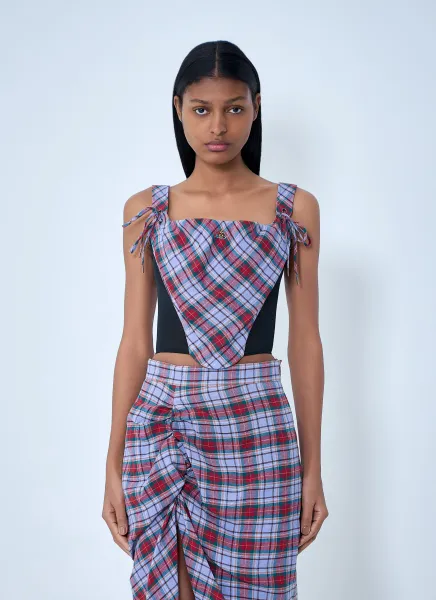Plaid Patterned Corset Top