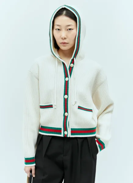 Web Stripe Trim Knit Cardian