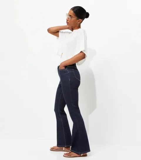 Women's Rinse Crease Front Flared Leg Jeans