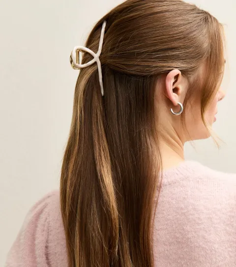 Cream Pearlescent Twist Top Hair Claw Clip