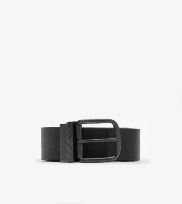 Reversible Check Pin Belt in Black/charcoal grey