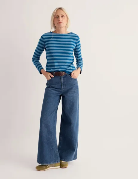 Pure Cotton Striped Top Blue Mix