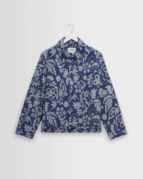 Iggy - Blue and Ecru Floral Jacquard Jacket