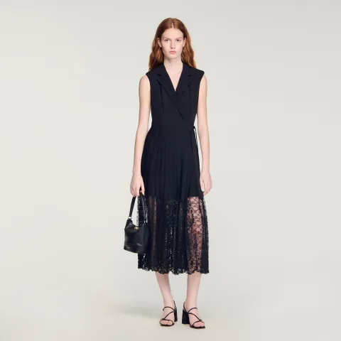 Lace collar maxi dress