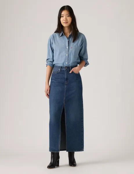 Levi's Levi's Denim Maxi Column Skirt Mid Blue