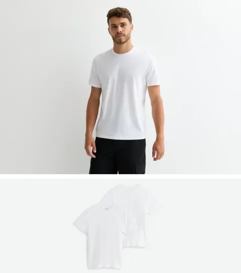 Men's 2 Pack White Regular Cotton T-Shirts