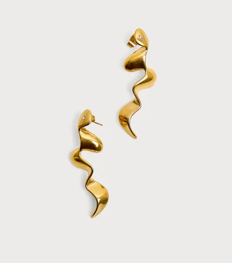 Gold Tone Swirly Drop Earrings
